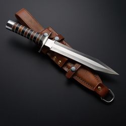 custom handmade d2 tool steel tactical dagger knife with leather sheath