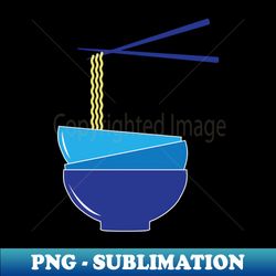 Blue Noodle Bowls and Chopsticks - Retro PNG Sublimation Digital Download - Bold & Eye-catching