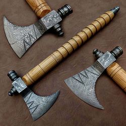 custom handmade damascus steel , hatchet ,combat ,throwing axe