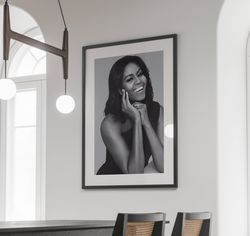 michelle, michelle obama, black and white, michelle obama photography, political art, obama print, fashion art, michelle