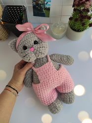 knitted cat, soft cat toy, handmade cat knitting