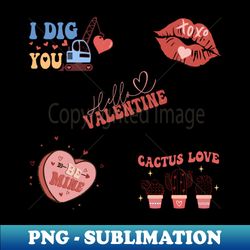 retro cute valentine stickers pack - exclusive png sublimation download - unlock vibrant sublimation designs