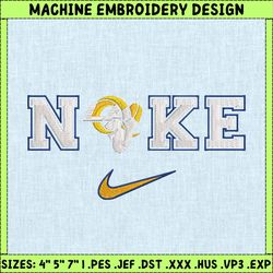 nike nfl los angeles rams logo embroidery design, nike nfl logo sport embroidery machine design, famous football team embroidery design, football brand embroidery, pes, dst, jef, files