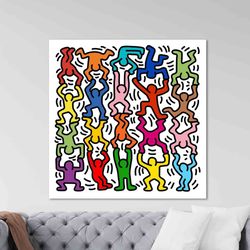 keith haring canvas artwork keith haring wall art extra large wall art grunge style print street art canvas mother's day