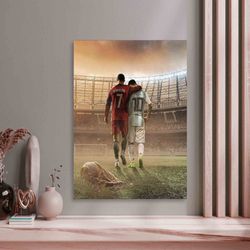 lionel messi cristiano ronaldo, football wall decor, man cave printed, messi art canvas, ronaldo art canvas, famous post