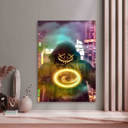 neon man, light ball neon man canvas wall art, party canvas wall art,colorful canvas wall art, luxery canvas wall art, h