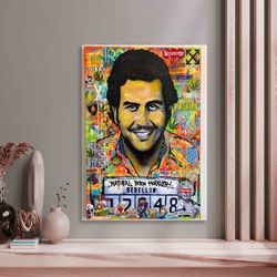 pablo escobar canvas wall art, narcos wall art, escobar canvas wall art