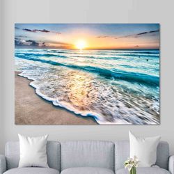 wall art canvas wall art, sunset at the ocean, seascape artwork,