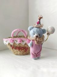 miniature joint teddy bear  "happy" 2.68"(6.8 cm)