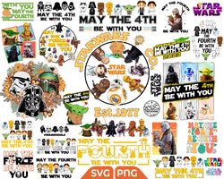 design bundle star wars may the 4th be with you svg png