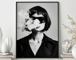 girl smoking - scandinavian vintage retro interior decoration poster print.jpg