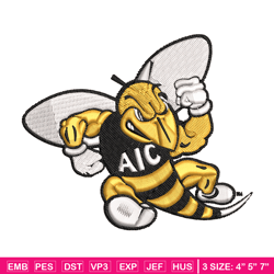 aic yellow jackets embroidery design, aic yellow jackets embroidery, logo sport, sport embroidery, ncaa embroidery.