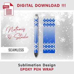 christmas knitted design - seamless pattern - epoxy pen wrap - full pen wrap