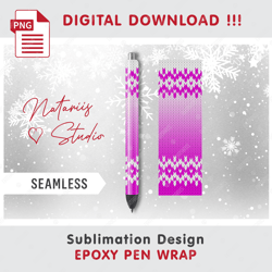 christmas knitted design - seamless pattern - epoxy pen wrap - full pen wrap