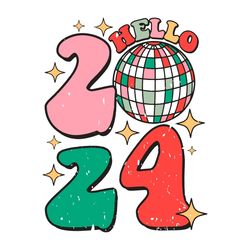 hello 2024 retro merry christmas and happy new year svg