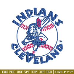 cleveland indians logo embroidery design, logo sport embroidery, baseball embroidery, logo shirt, mlb embroidery.