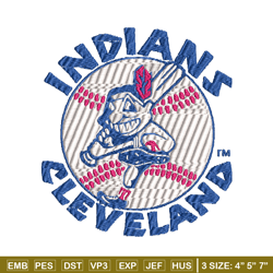 cleveland indians logo embroidery design, logo sport embroidery, logo shirt, baseball embroidery, mlb embroidery.