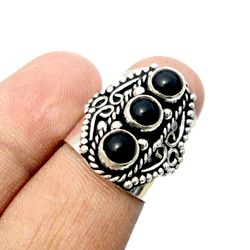 black onyx ethnic handmade adjustable ring jewelry india