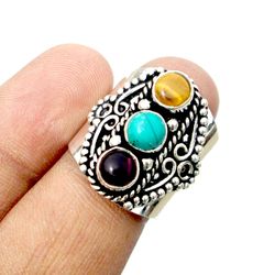 multi gemstone ethnic handmade adjustable ring jewelry india