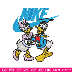 daisy and donald duck nike embroidery design, cartoon embroidery, nike design, embroidery file, instant download