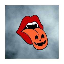 halloween svg lips vampire teeth with pumpkin tounge with and without spider web