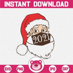 christmas santa face 2021 svg, santa face svg silhouette & cricut cut files, clip art, t-png, iron on, transfer chsvg132