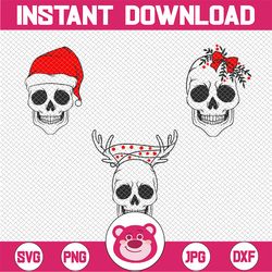 christmas skeletons svg/png bundle | skeleton svg | skeleton in santa hat | christmas sublimation file | svg for cricut