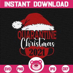 quarantine christmas svg, merry christmas 2021 svg, santa hat, holiday, face mask silhouette png eps dxf vinyl decal dig