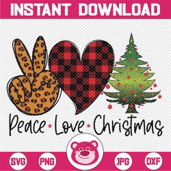peace love christmas sublimation design - christmas tree clipart download - holiday png - peace love christmas png - tre