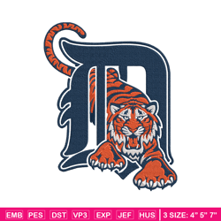 detroit tigers logo embroidery design, logo sport embroidery, baseball embroidery, logo shirt, mlb embroidery. (5)