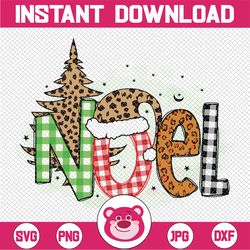 noel digital file, noel leopard png, noel buffalo plaid, png, leopard bufflalo plaid, santa leopard hat png, tree leopar