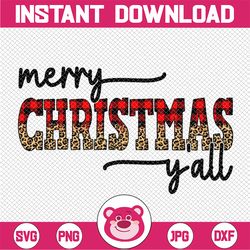 merry christmas y'all leopard buffalo plaid png, christmas sublimation designs downloads, sublimation graphics png, chri