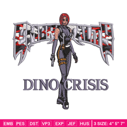 dino crisis embroidery design, dino crisis embroidery, logo design, embroidery file, logo shirt, digital download.