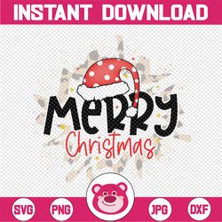 Merry Christmas Leopard Santa Hat PNG, Christmas Clipart, Christmas Sublimation, Leopard Print Watercolor, Instant Downl