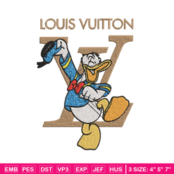 duck cartoon lv embroidery design, lv embroidery, brand embroidery, embroidery file, logo shirt, digital download