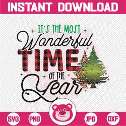 it's the most wonderful time of the year png file for sublimation merry christmas design buffalo plaid clipart hand draw