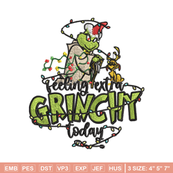 feeling extra grinch today embroidery design, grinch christmas embroidery, grinch design, logo shirt, digital download