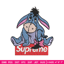 eeyore supreme embroidery design, eeyore supreme embroidery, cartoon design, embroidery file, instant download.