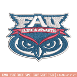 florida atlantic owls embroidery design, florida atlantic owls embroidery, logo sport, sport embroidery, ncaa embroidery