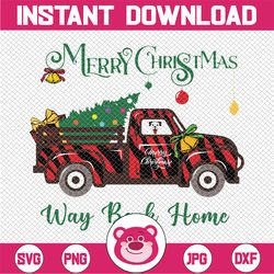 merry christmas buffalo plaid leopard truck clipart, instant download, sublimation graphics, png