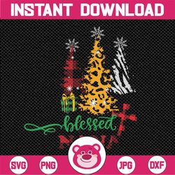 blessed nana christmas tree  png, sublimation design - printable png - digital download - christmas tree leopard blessed