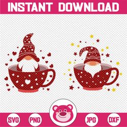 Christmas gnomes & heart cup clipart PNG, Cute characters, Scandinavian gnomes, Hand Drawn graphics, instant download, d