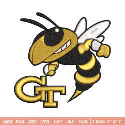 georgia tech yellow jackets embroidery design, georgia tech yellow jackets embroidery, logo embroidery, ncaa embroidery.