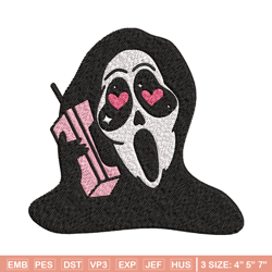 ghost face call me embroidery design, ghost face embroidery, embroidery file, horror design, digital download.