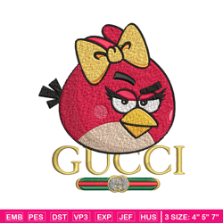 girl bird gucci embroidery design, angry birds embroidery, cartoon design, embroidery file, logo shirt, instant download