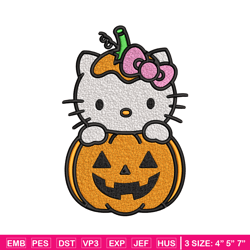 hello kitty with pumpkin embroidery design, hellokitty embroidery, cartoon design, embroidery file, digital download