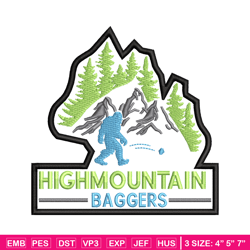 high mountain baggers embroidery design, logo embroidery, logo design, embroidery file, logo shirt, digital download.