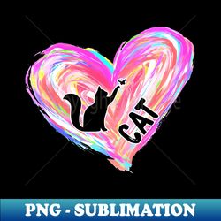 cat watercolor heart brush - signature sublimation png file - boost your success with this inspirational png download