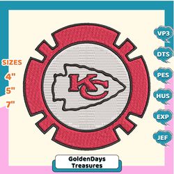 nfl kansas city chiefs logo embroidery design, nfl football logo embroidery design, famous football team embroidery design, football embroidery design, pes, dst, jef, files