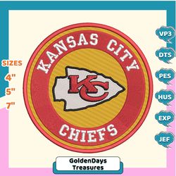 nfl kansas city chiefs logo embroidery design, nfl football logo embroidery design, famous football team embroidery design, football embroidery design, pes, dst, jef, files